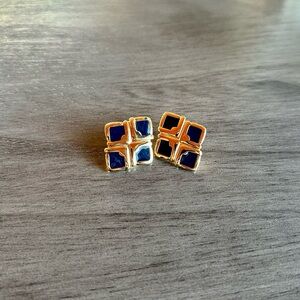 Monet Gold and Blue Earrings
